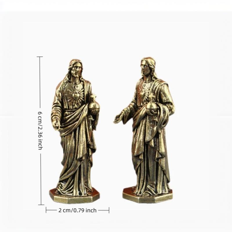 Vintage Handmade Brass Statue Mini Copper Figurine Craft Desktop Decor for Study Room Home Office Souvenir Gift