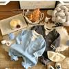 Infant Knit Romper with Blue Letter Embroidery - Autumn/Winter Two-Piece Design