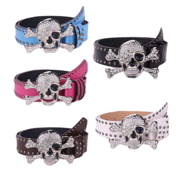 Original Dark Wind Punk Wind Snap Buckle Skull Button Head Belt Unisex Street Wind Rivet Belt Female