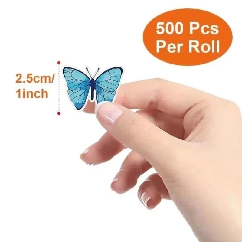 500pcs/roll Butterfly Flower Sticker 1 Inch 8 Design Colorful Butterfly Decals Decorative Flowers Cute Sticker Party Favor Decor