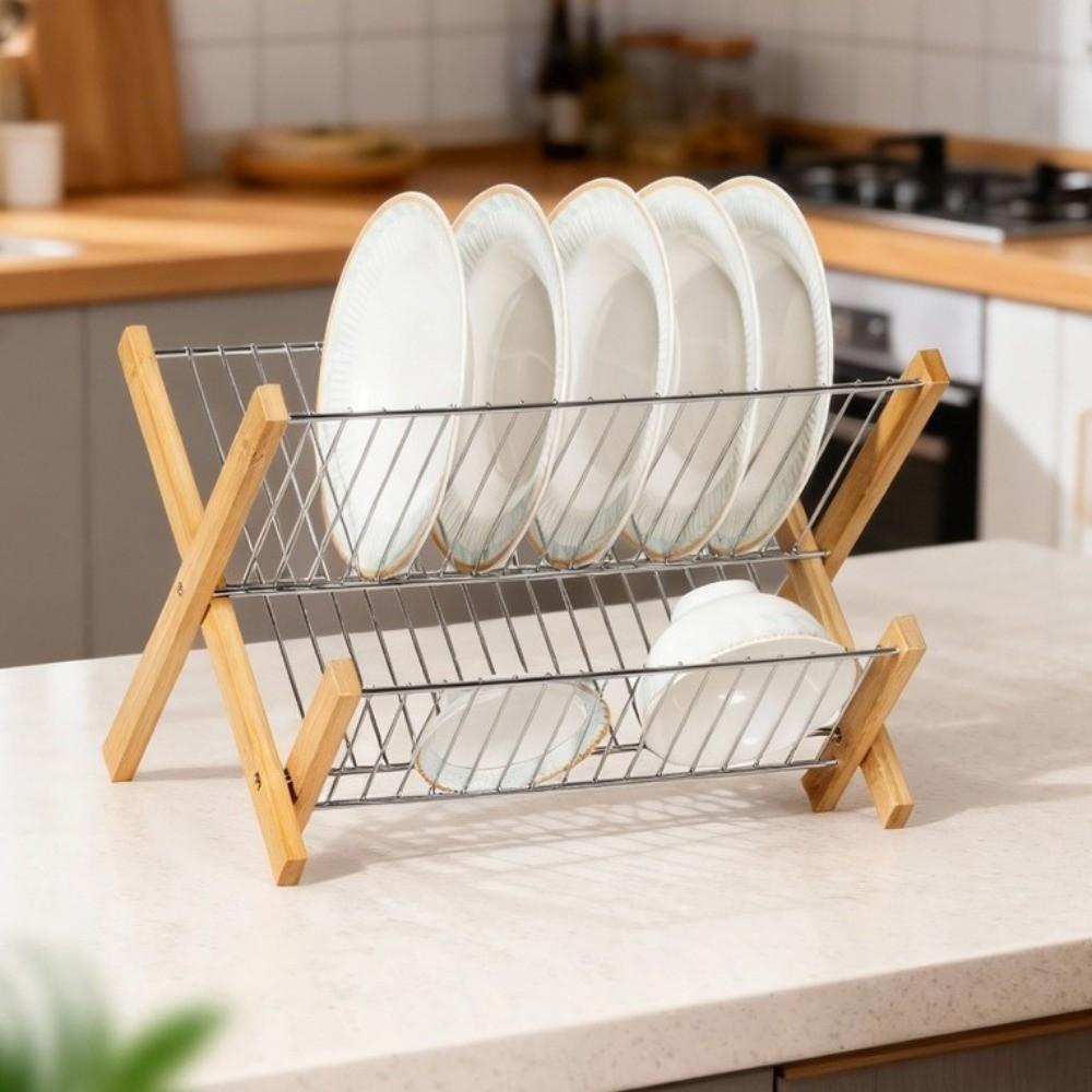 Foldable Bamboo Drain Rack Bamboo Kitchen Storage Organizer New Foldable Dish Rack For Kitchen