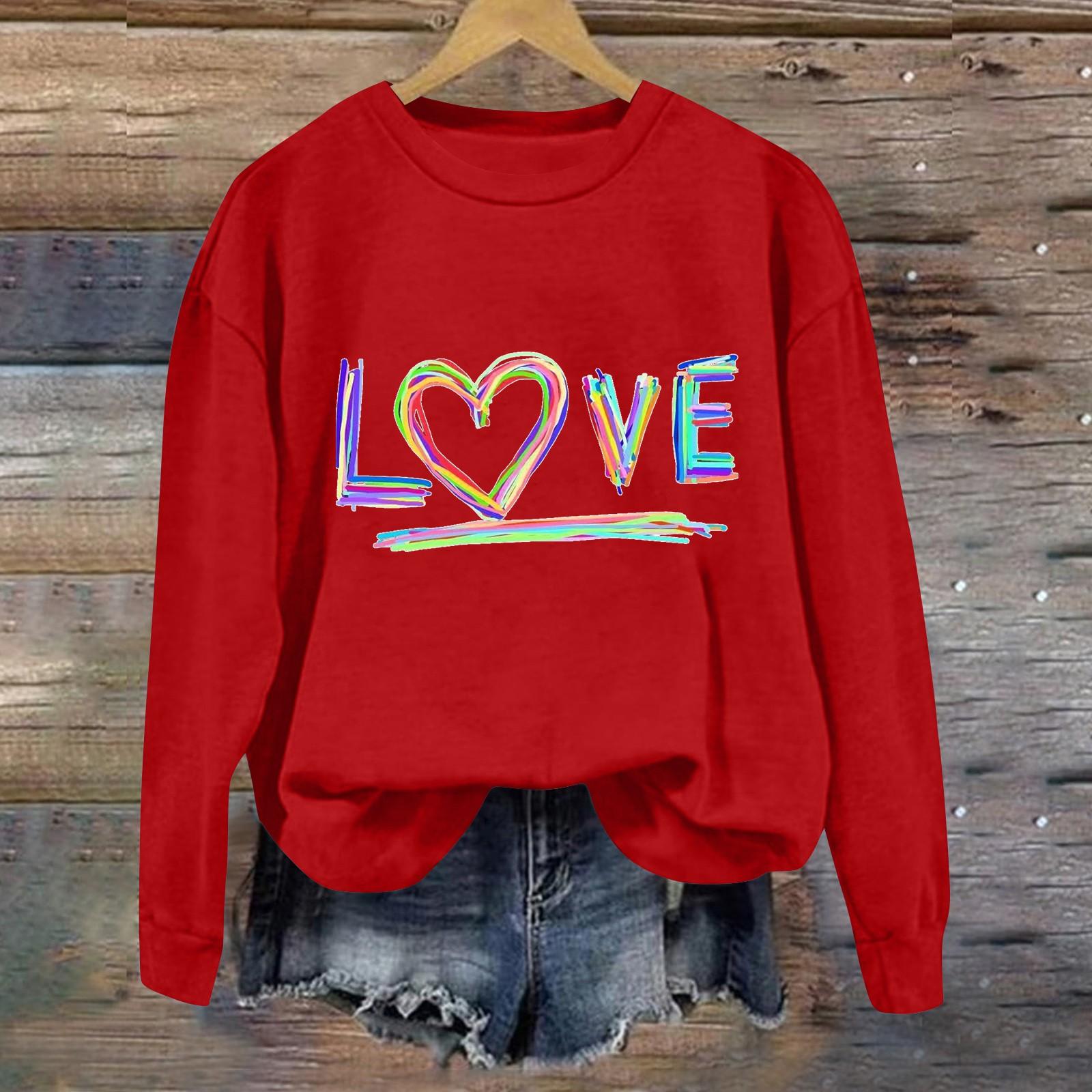 

Жіночий модний светр з круглим вирізом і принтом з довгими рукавами XXL червоний