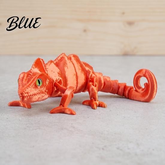 Desk Chameleon Decor 3D Printed Figurine, Realistic Articulated Lizard Toy, Animal Figurine Model with Moveable Joints for Decoration