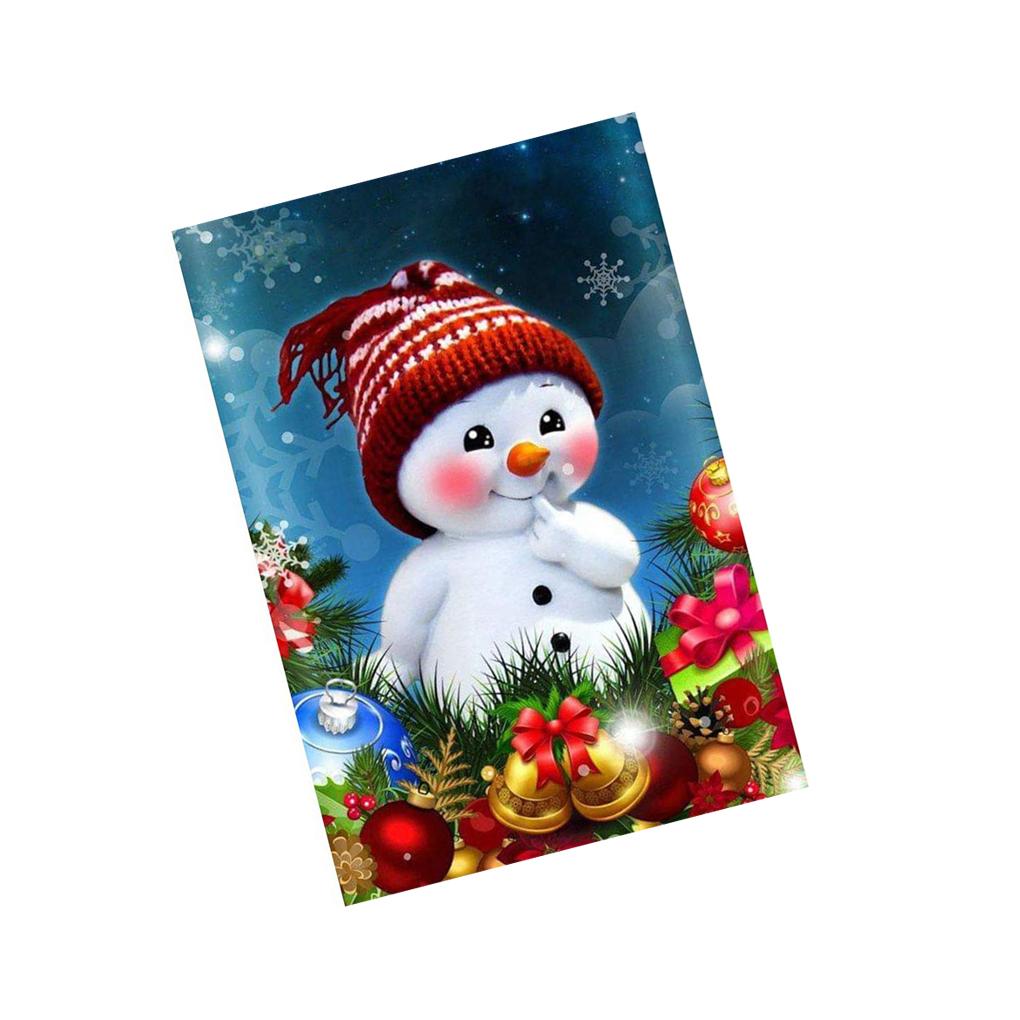 Resin Christmas Snowman Crystal Painting Portable Frameless Round Decorative Wall Hanging Bedroom Living Room Drawing