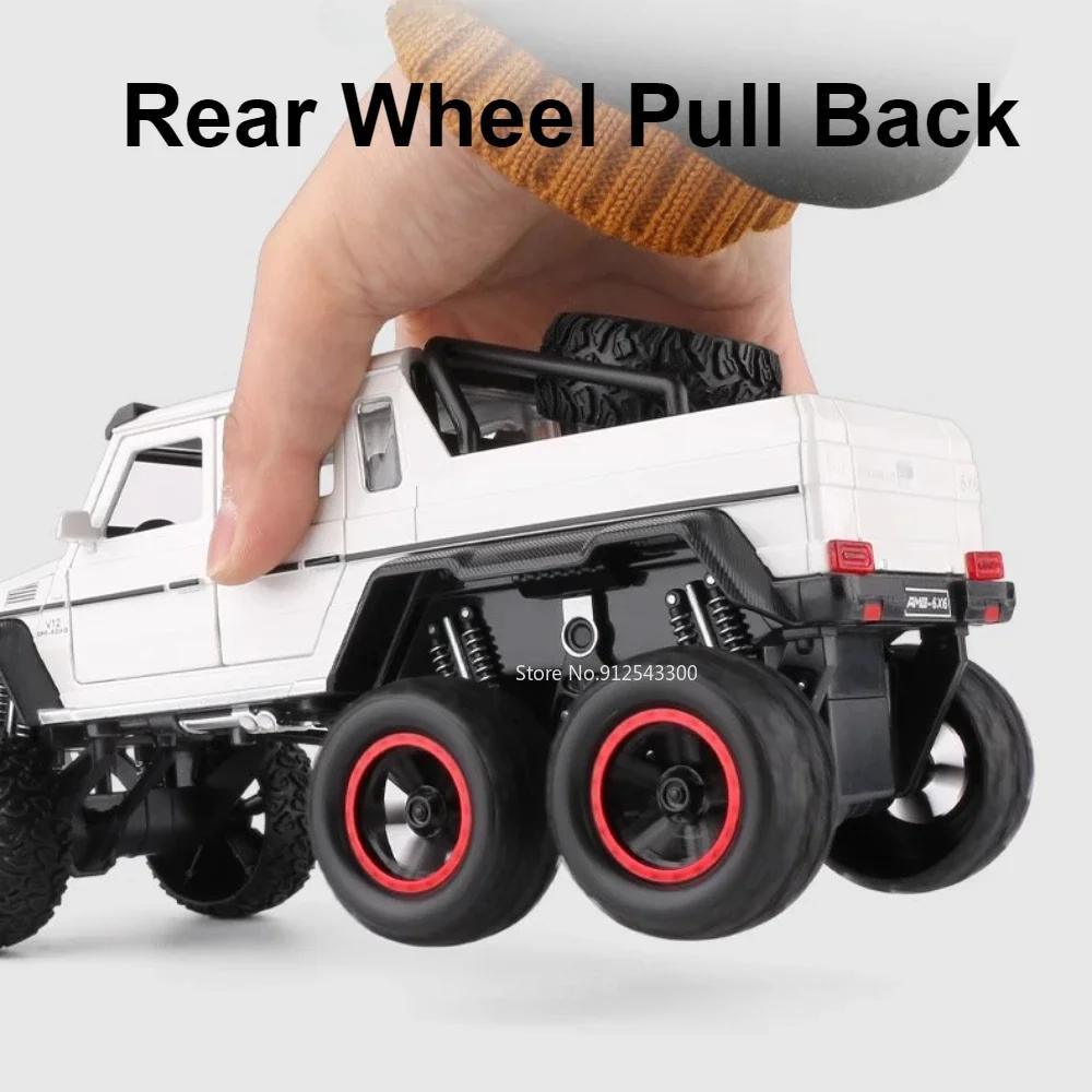 1:22 G63 6x6 Car Model Toy Alloy Diecast Sound Light Pull Back Models Shock Absorption Off-road Vehicles Models Christmas Gifts