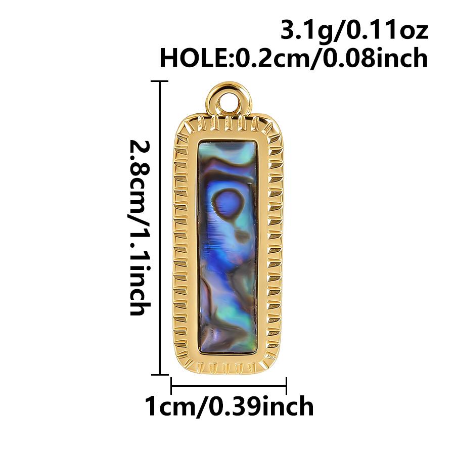 3pcs Geometric Charm Real Abalone Shell Stainless Steel Pendants For Jewelry Making Supplies Rectangle Round Pendant DIY Finding