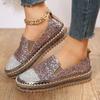 Women Sneakers 2025 New Women Flat Sequined Sneakers Casual Women Mesh Lace-up Fine Diamond Sequins Platform Vulcanized Shoes