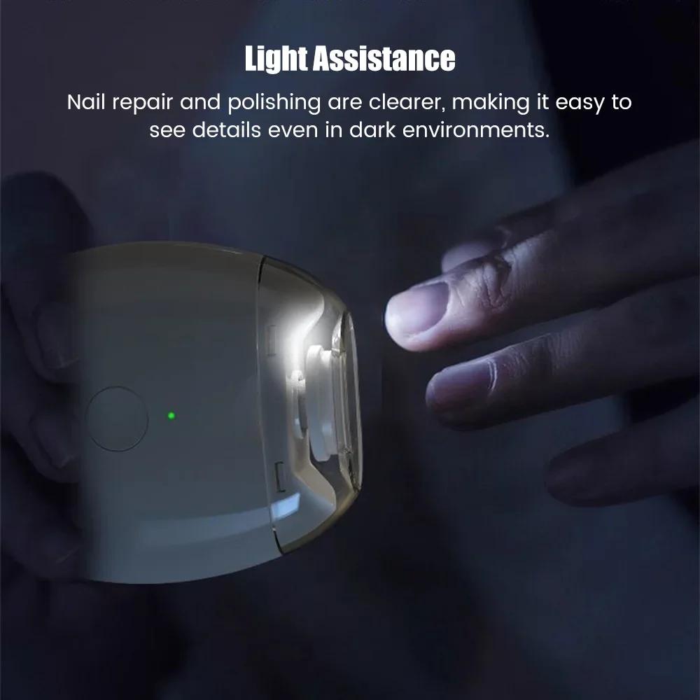 Elektrický zastřihovač nehtů 2 v 1 s LED světlem Automatický pilník na nehty Zastřihovač pro miminka Dospělé Mini manikúrní nástroje Péče o nehty