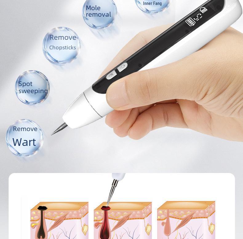Stiftset zur Muttermalentfernung mit 12 Geschwindigkeiten: Gerät zur Muttermalentfernung, schwarzer Muttermalradierer, Augenbrauenreiniger, Reparaturcreme, spurloser Schönheitsstift.
