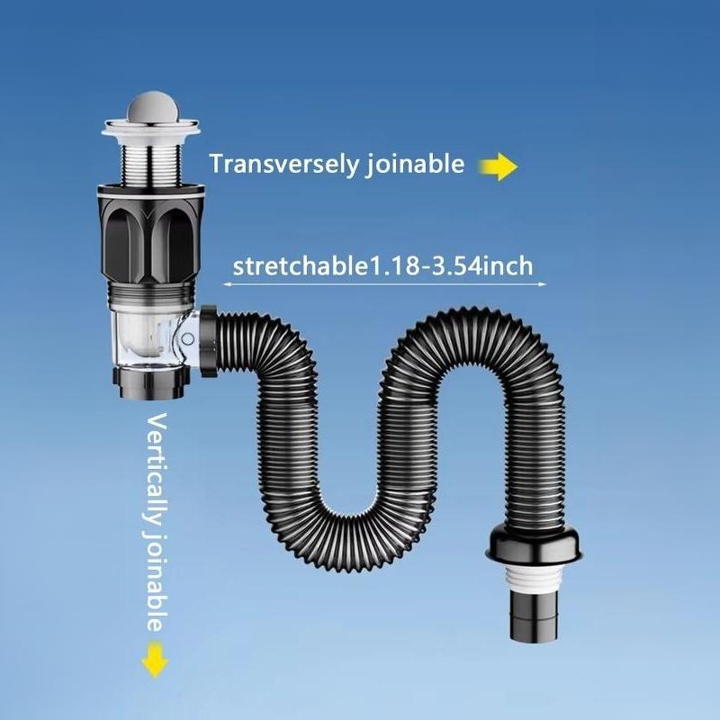 Flexible Drainage Outlet Pipe Heavy Duty PVC Material for Kitchen Bathroom Vanity Restroom Sinks
