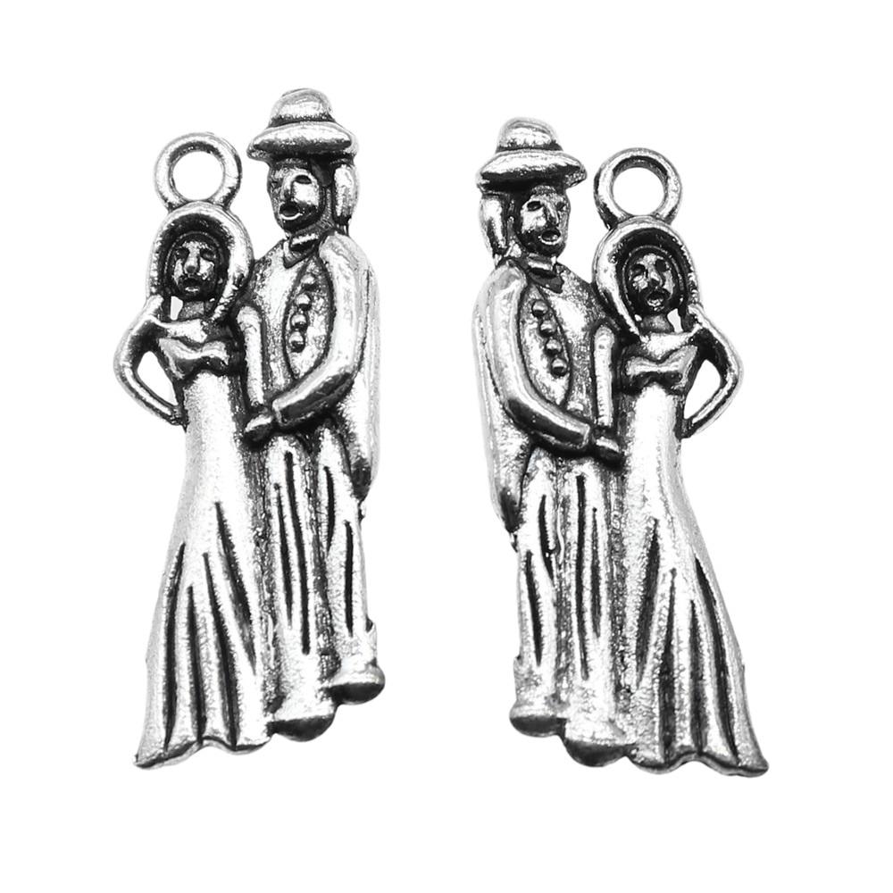 

10шт Любовник Амулеты Амулеты Античное серебро Цвет Цинковый сплав 26X10mm