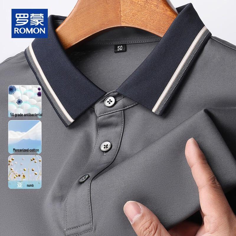 ROMON Men s Cooling Mercerized Cotton Linen Polo Shirt 3XL