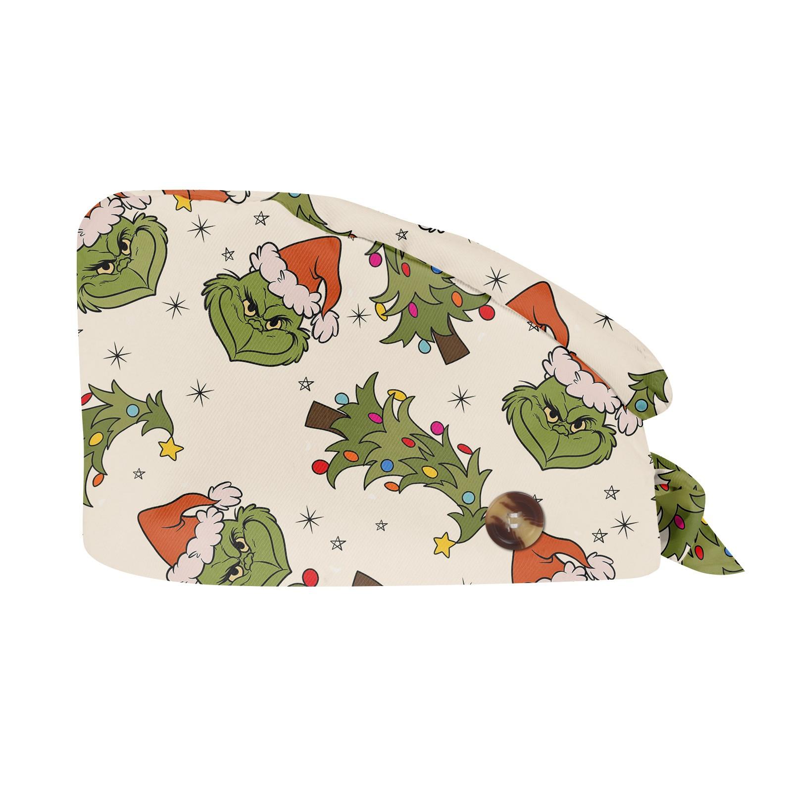 

Festive Holiday Scrub Cap with Adjustable Strap and Fun Santa Print Perfect for Medical Professionals One Size