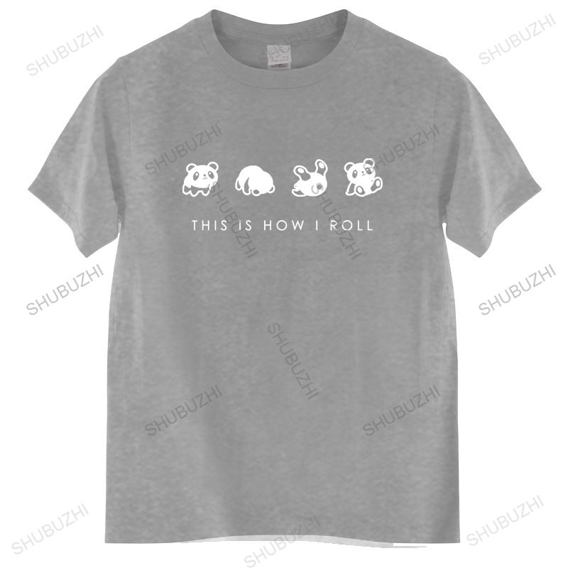 Cute Panda This Is How I Roll Pattern Short Sleeve Unisex Fashion Loose T-shirt Man Korea Harajuku Tshirt Female Basic T Shirt