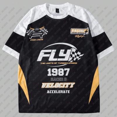Summer Round Neck 3D Racing Printed Top Fashionable Casual Short Sleeved Men's T-shirts