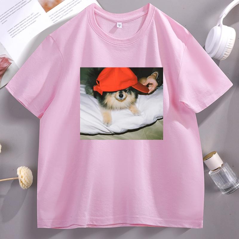 Funny Dog Kpop Tee Casual Korean Fashion Cotton Dog Tshirt WoUnisex Unisex Clothing Short Sleeve Cotton Fashion Tshirt Graphic Tee