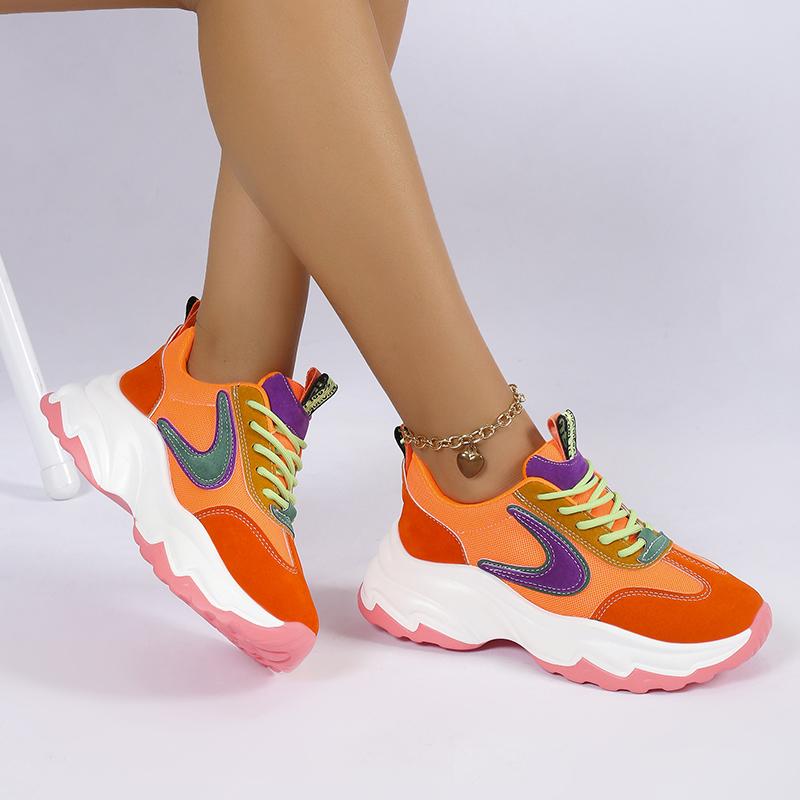 Women Sneakers Retro Running Shoes Casual Leather Fabric Breathable Loafers Height Increased Platform Sneakers Women