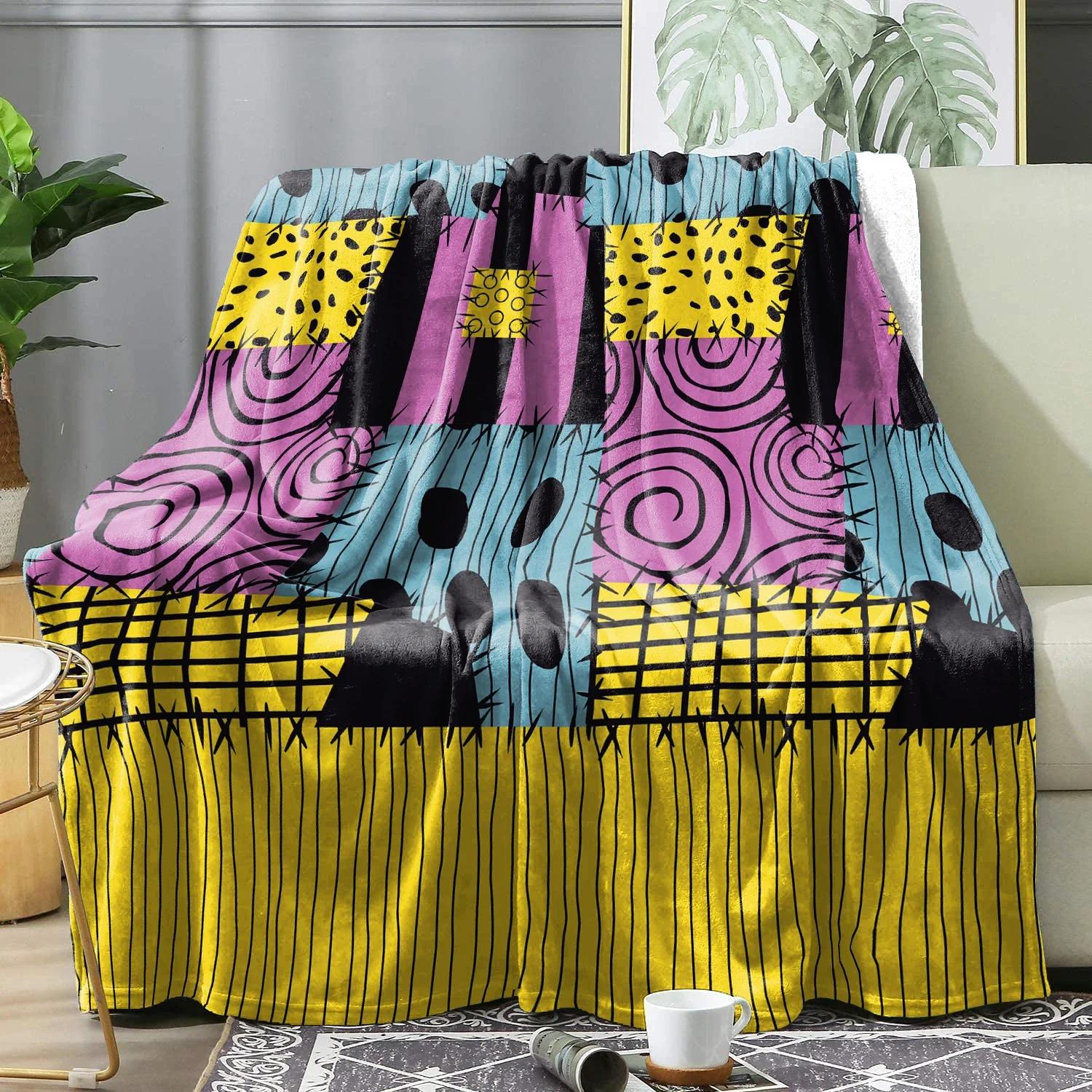 Halloween Sally Flannel Blanket  Perfect Festival Gift for Friends Movie Sally Patchwork Printed Throw Blanket for Sofa or Bed 130cmx150cm
