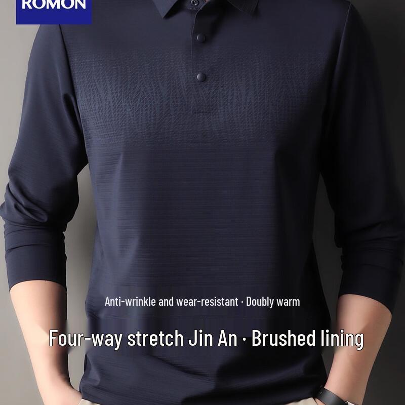 Romon Men s Business Casual Long Sleeve Polo Shirt 54