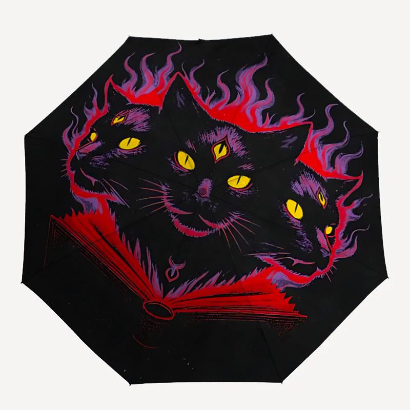 

1pc Feline Flames Automatic Umbrella High Quality Canopy, Portable Folding Umbrella with, Ideal Gift for - Travel, Everyday, Formal Events, Stylish Ac
