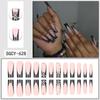 Black French Hollow Press-On Nails with Rhinestones - 24-Piece Set