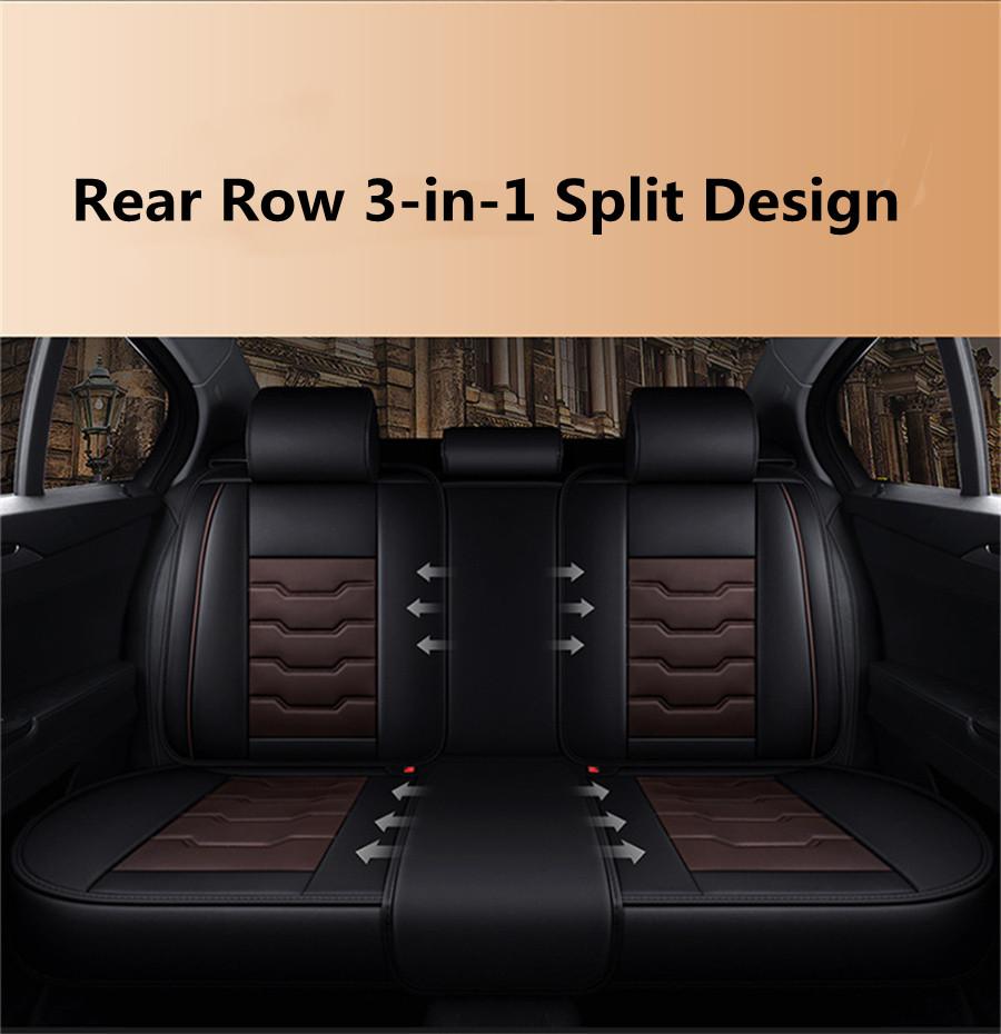 6D Stereo PU Leather Car Cushion Seat Covers Car-styling Full Surrounded Front+rear Cushion 5-Seats For all Seasons...