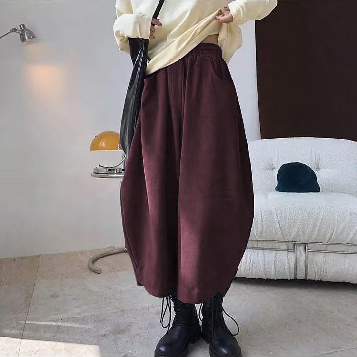Podzimní ležérní harémové kalhoty Dámské Bavlněné Kalhoty s vysokým pasem Retro Loose Bloomers Dámské oversize kalhoty Pytlovité tepláky