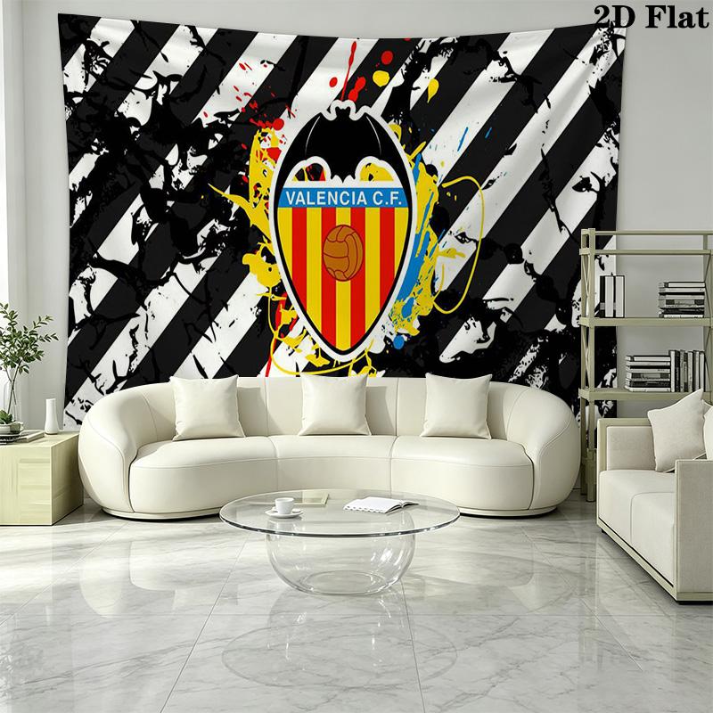 Valencia CF Logo Wall Tapestry Aesthetic Wall Hanging Printed Fabric Blanket Decorative Tapestries for Bedroom Living Room Home Decor