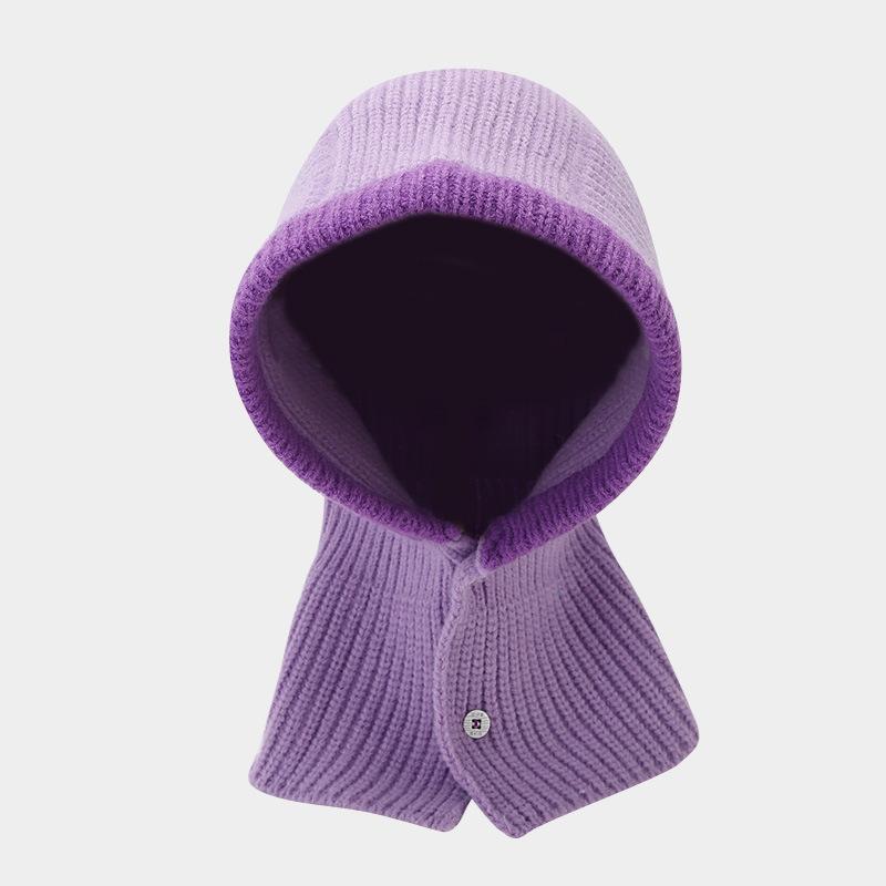 

Шапка-балаклава Женская Осенне-зимняя Фиолетовая Шапка-шарф для шеи Yixiu Шапка-пуловер Модная Теплая Шапка для шеи average size фиолетовый