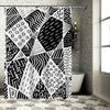 Black White Geometric Print Shower Curtain Modern Bathroom Decor Waterproof Fabric for Home Bathrooms Available in Various Sizes