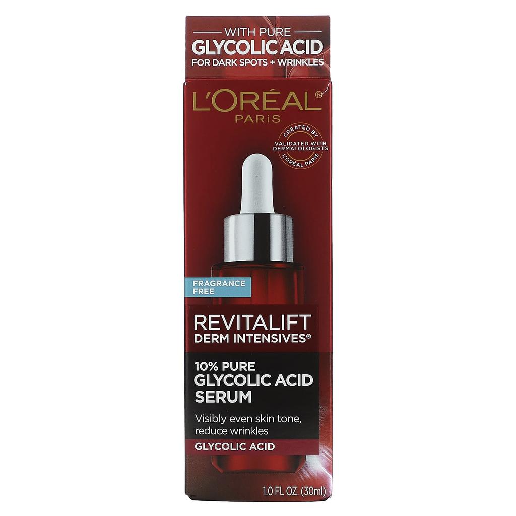 L'Oréal, Revitalift Derm Intensive, 10% Pure Glycolic Acid Serum, Fragrance Free, 30 Ml (1 Fl Oz)