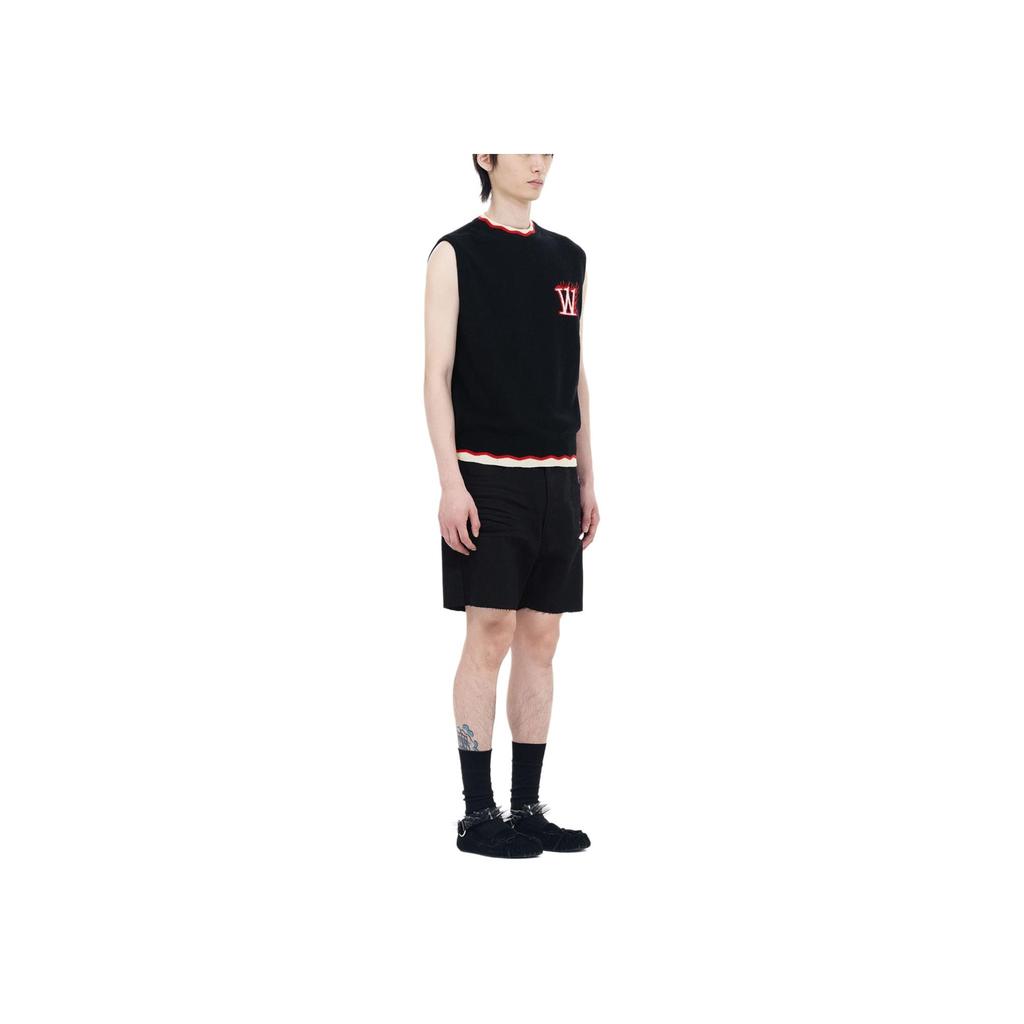 We11done Ss24 Jacquard Logo Knitted Vest Unisex Vests Black WD-KV0-24-627-U-BK