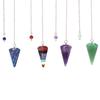 Pêndulo de Cristal de Cura Adivinhação Radiestesia 7 Chakras Pêndulos de Quartzo Pedra Natural Reiki Wicca Pingente Espiritual Pêndulos