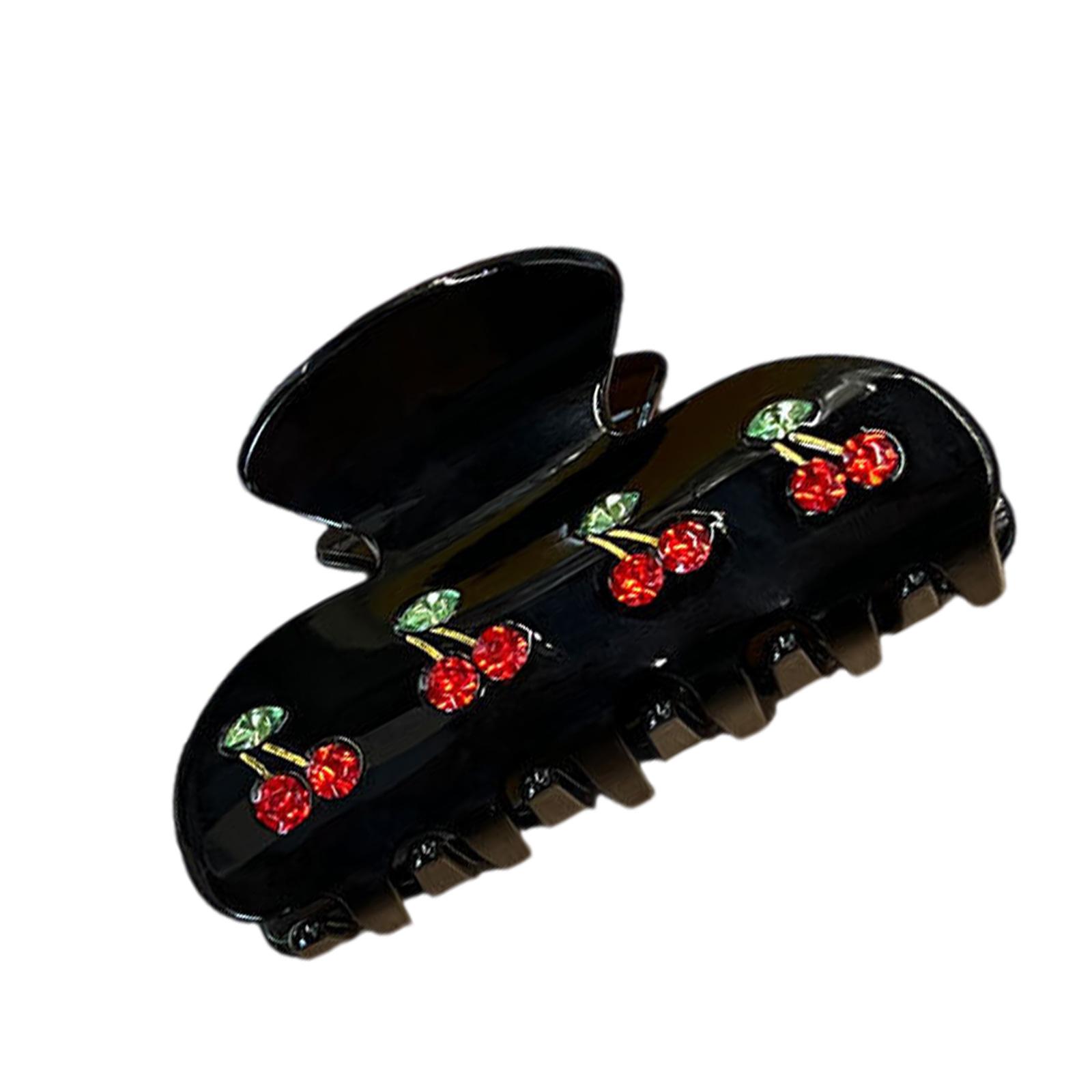 

Зажим для волос с фруктовой тематикой в виде вишни для девочек и молодых женщин, зажим для волос из ацетата с прочным захватом, надежная фиксация для ежедневного использования чёрный