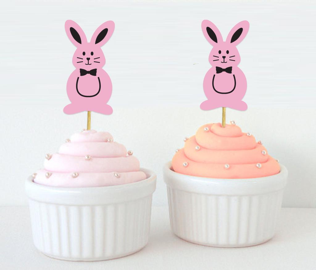 Darling Souvenir | Třpytivé zlaté velikonoční zajíček, ozdoby na muffiny, dezertní dekorace, ozdoby na muffiny - sada