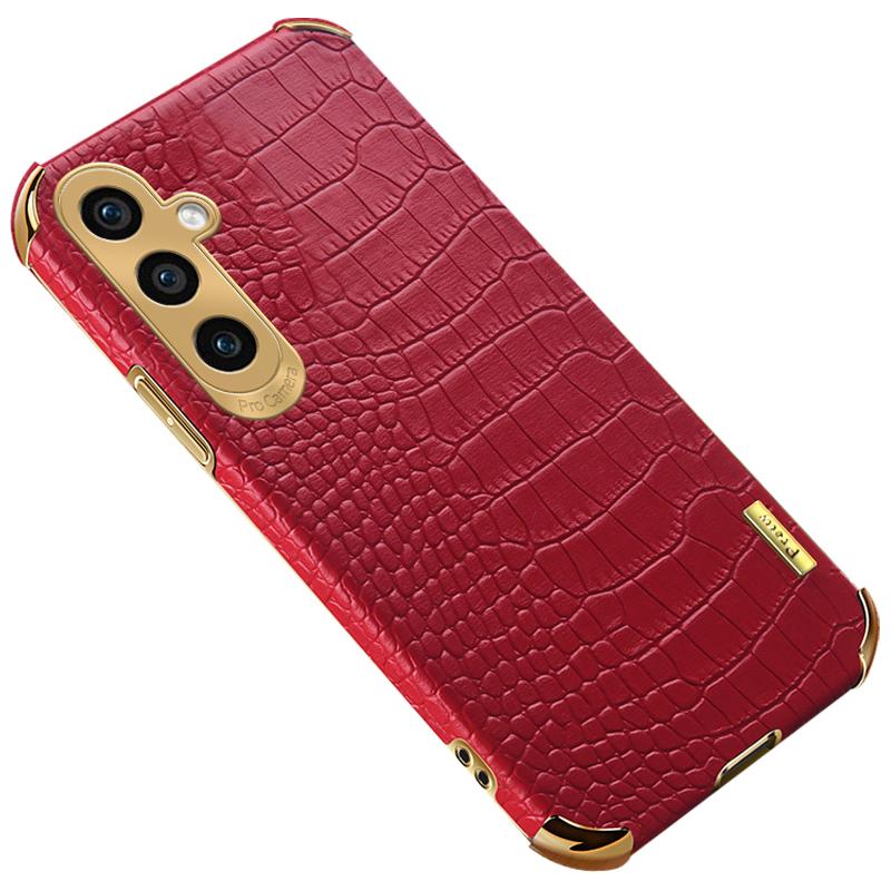 For Samsung Galaxy A05s 4G Case Crocodile Texture Electroplated Leather+TPU Phone Protection Cover