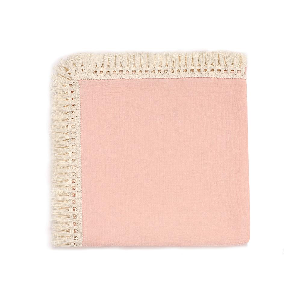 Muslin Gauze Baby Swaddle Blanket With Tassel Fringe Soft Breathable Newborn Receiving Wrap Infant Bath Towel Stroller Cover Baby Bedding Accessories