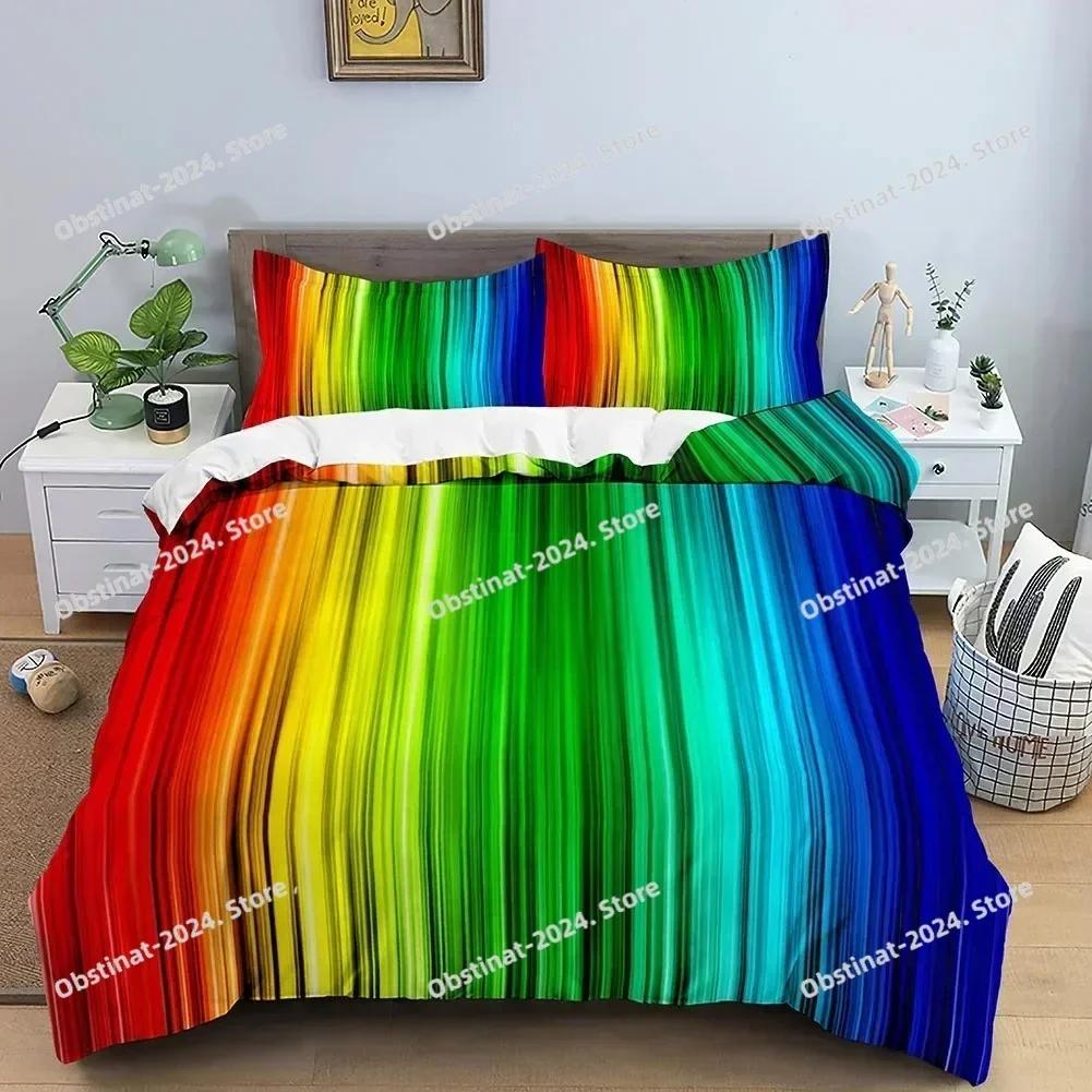 Top 3D Duvet Cover Set Abstract Bedding Set Luxury Rainbow Swirl Quilt Cover With Zipper Closure Queen Size Comforter Cover