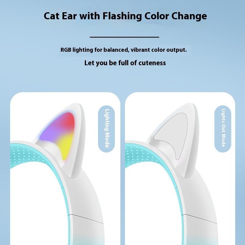 Leuchtendes Katzenohren-Headset Bluetooth-Headset Subwoofer Spiel E-Sport Kabelloses Headset