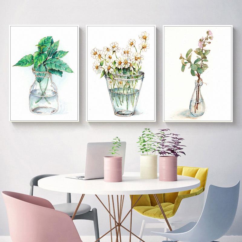 Watercolor Plant Flowers Canvas Paintings Sunflower Botanical Prints Leaves Poster Decorative Picture for Living Room Home Decor