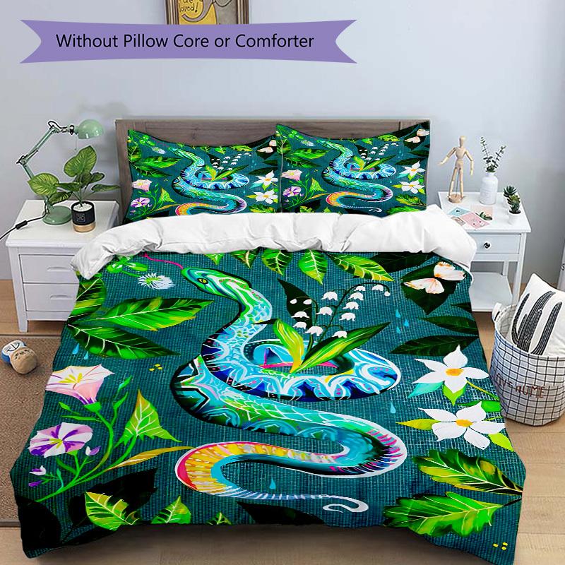 3pcs Snake Print Duvet Cover Set -Includes 1 Duvet Cover and 2 Pillowcases, No Quilt Core, All-Season Home Decor  Yy251111097