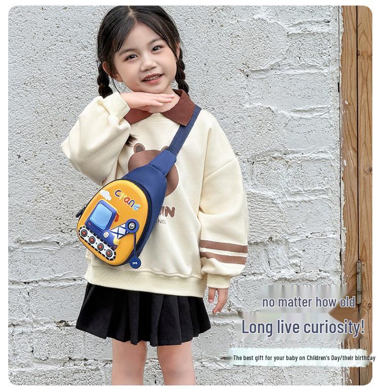 Adorable Cartoon Kid's Waist Bag - Toy Vehicle Crossbody EVA Bag, Korean Fashion Chest Bag