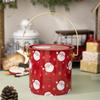 Pack Of 2 Christmas Treat Boxes with Handle Handheld Round Bucket Tinplate Sweets Cookie Container for Party Use