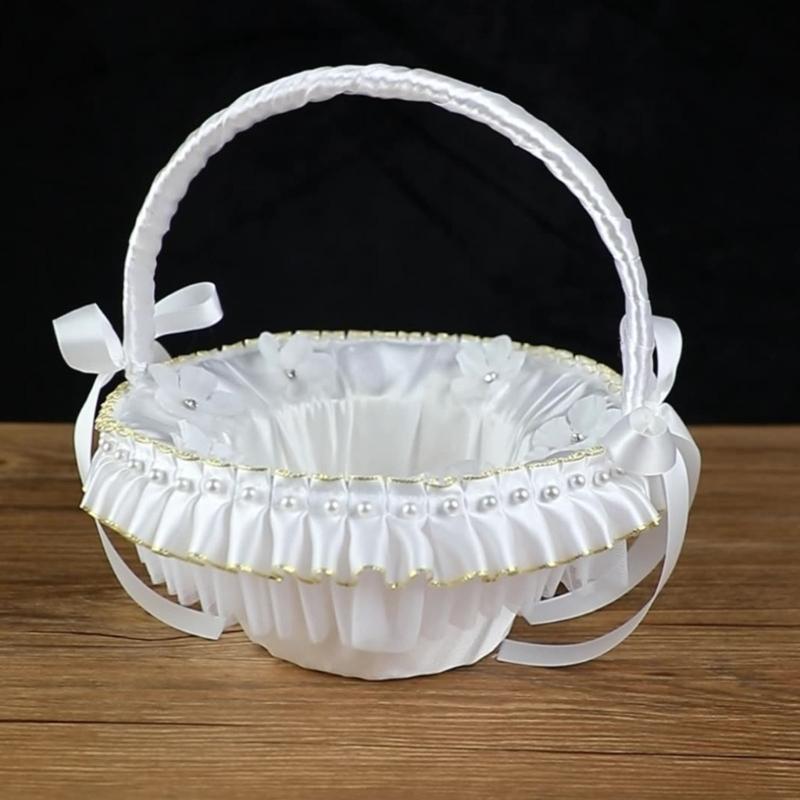 Princess Style Decorative Storage Basket With Metallic Accent Perfect For Bridal Showers Anniversaries And Photo Props