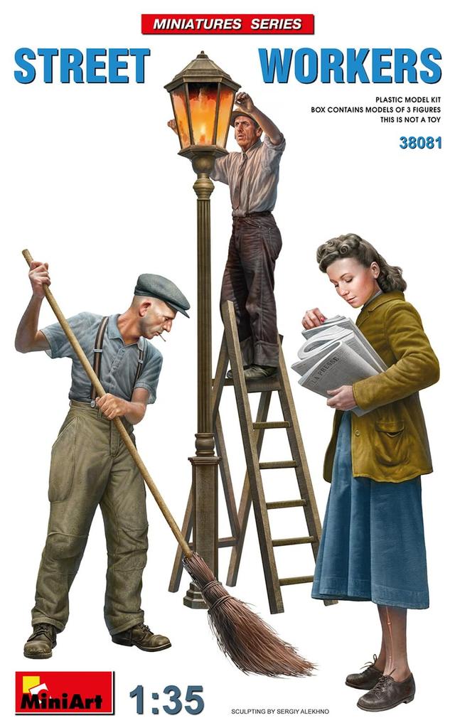 MiniArt Street Workers Figure Set Figures Plastic Model Kit MA38081 1/35 (3 Included)