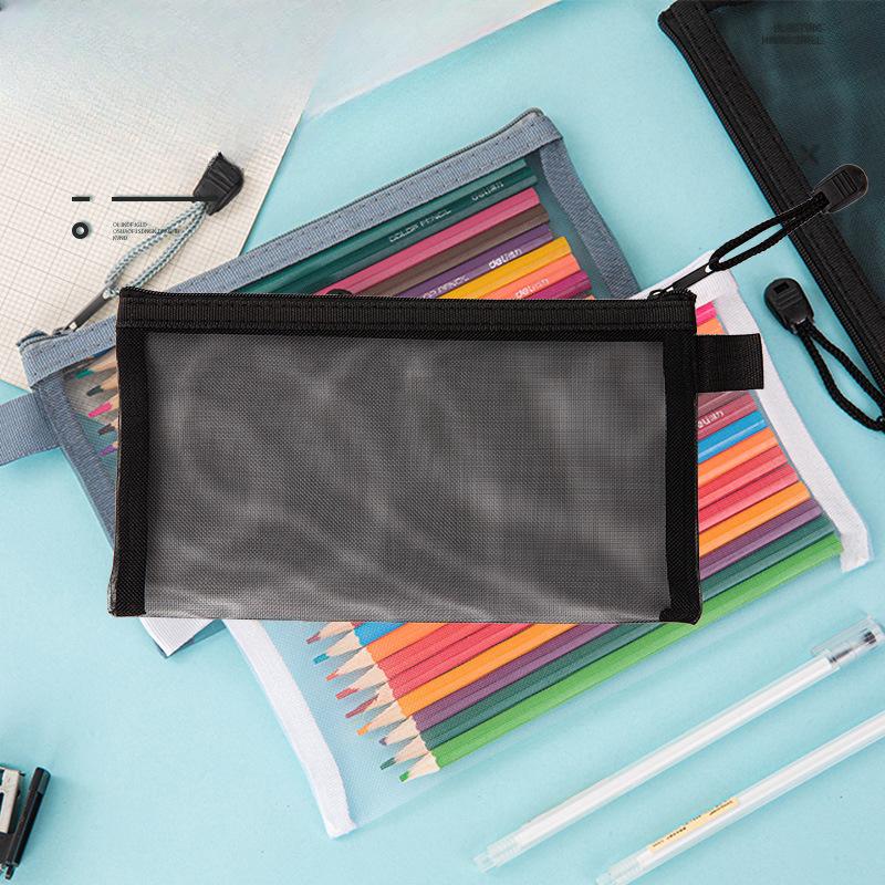 Mesh Pencil Case, Large-capacity Transparent Zipper Storage Bag, Portable Pencil Case and Stationery Bag for Students' Exams