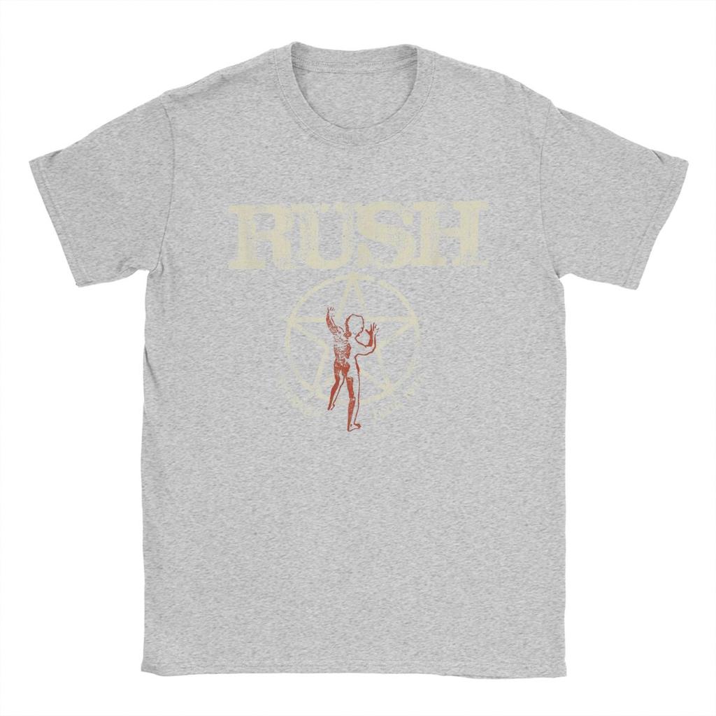 Rush Band T Shirt Men's Pure Cotton Novelty T-Shirts Crewneck Tees Short Sleeve Clothing Summer
