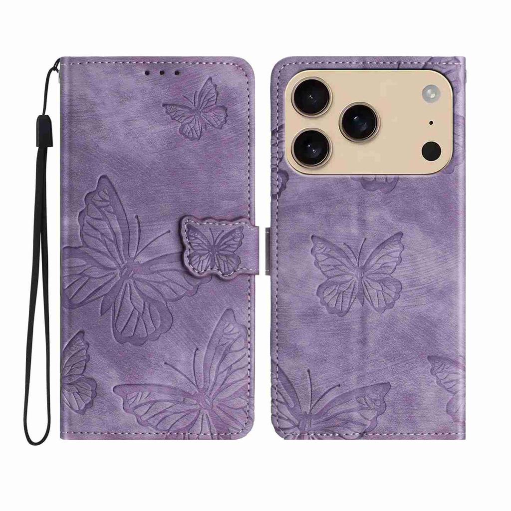 For iPhone 7 8 XS 11 12 13 14 15 16 17 Series Faux Leather Wallet Case with Butterfly Design,Card Slots & Shockproof Protection