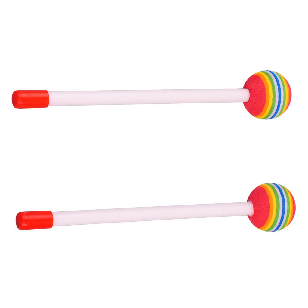 2Pcs Drum Sticks Round Felt Mallet EVA Orff Hand Percussion Beat Toy Rainbow Color