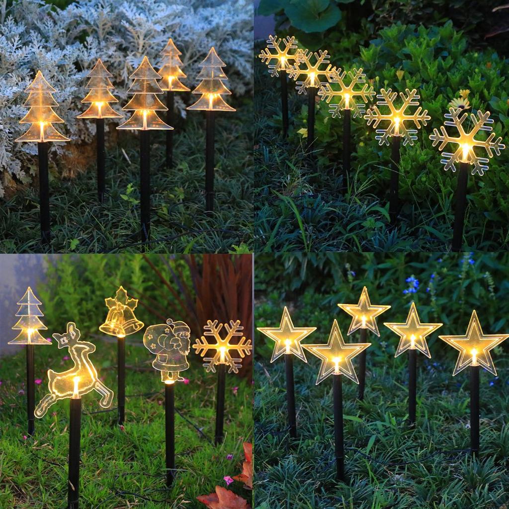 Christmas Solar Pathway Lights, Set of 5 Waterproof Landscape Christmas Lights, Stake Christmas Decorations, LED Lights for Yard Lawn Walkway Decor